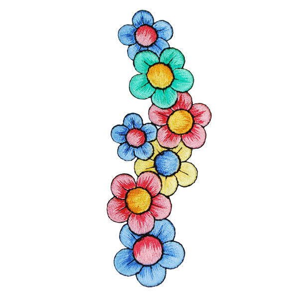 BaZooples Iron-on Patch Applique/Patch Flower Border - Multi Colors Iron-on Embroidered Appliques