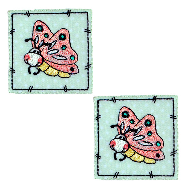BaZooples Iron-on Patch Applique/Patch Flutterbug Patch Pack of 2 - Green Iron-on Embroidered Appliques
