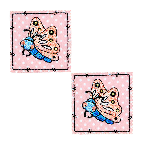BaZooples Iron-on Patch Applique/Patch Flutterbug Patch Pack of 2 - Pink Iron-on Embroidered Appliques