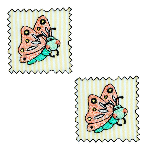 BaZooples Iron-on Patch Applique/Patch Flutterbug Patch Pack of 2 - Yellow Iron-on Embroidered Appliques