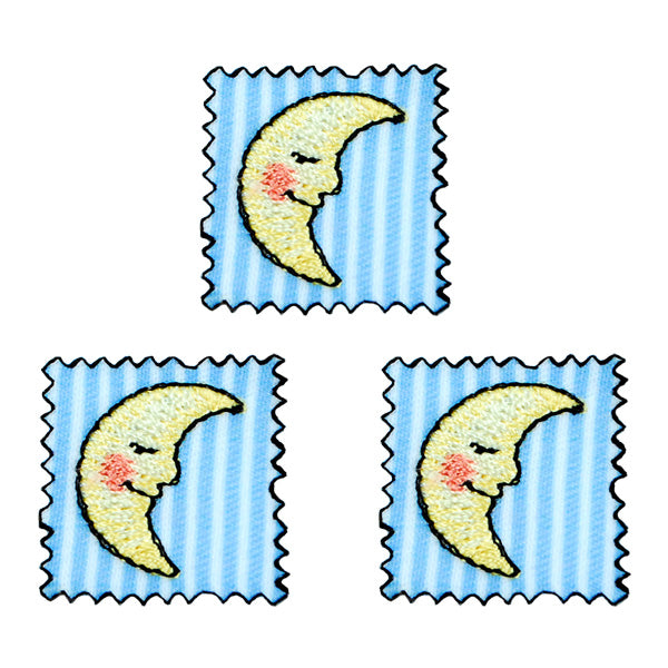 BaZooples Iron-on Patch Applique/Patch Moon Patch Pack of 3 - Multi Colors Iron-on Embroidered Appliques