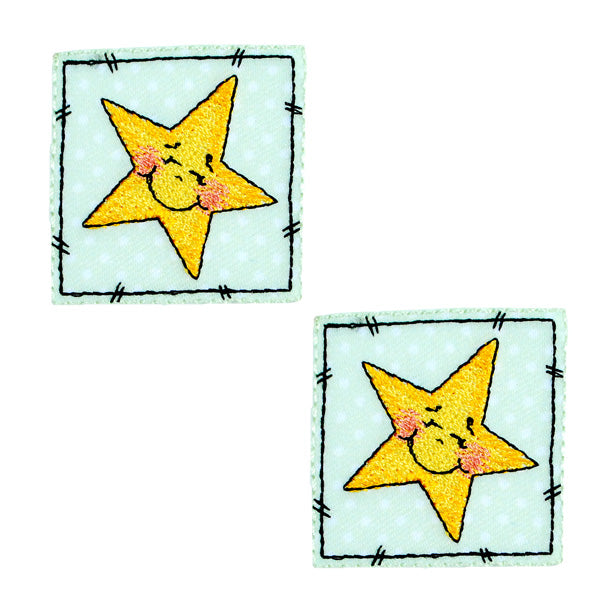 BaZooples Iron-on Patch Applique/Patch Smiley Star Patch Pack of 2 - Multi Colors Iron-on Embroidered Appliques