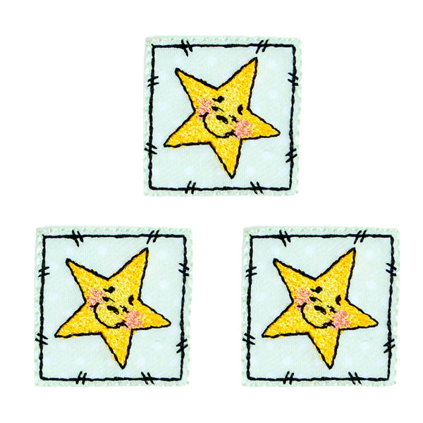 BaZooples Iron-on Patch Applique/Patch Small Smiley Star Patch Pack of 3 - Multi Colors Iron-on Embroidered Appliques