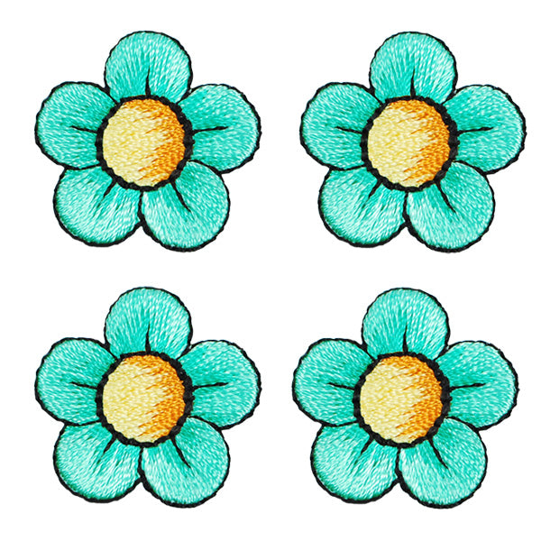 BaZooples Iron-on Patch Applique/Patch Flower Pack of 4 - Green Iron-on Embroidered Appliques