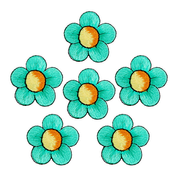 BaZooples Iron-on Patch Applique/Patch Flower Pack of 6 - Green Iron-on Embroidered Appliques