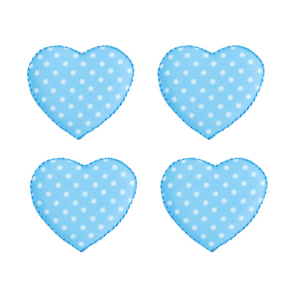 BaZooples Iron-on Patch Applique/Patch Puffy Heart Pack of 4 - Blue Iron-on Embroidered Appliques
