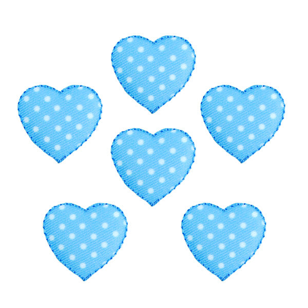 BaZooples Iron-on Patch Applique/Patch Puffy Heart Pack of 6 - Blue Iron-on Embroidered Appliques