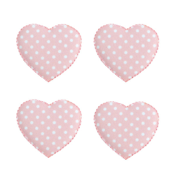 BaZooples Iron-on Patch Applique/Patch Puffy Heart Pack of 4 - Pink Iron-on Embroidered Appliques