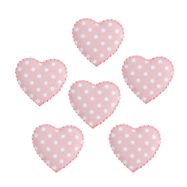BaZooples Iron-on Patch Applique Puffy Heart Pack of 6 - Pink Iron-on Embroidered Appliques