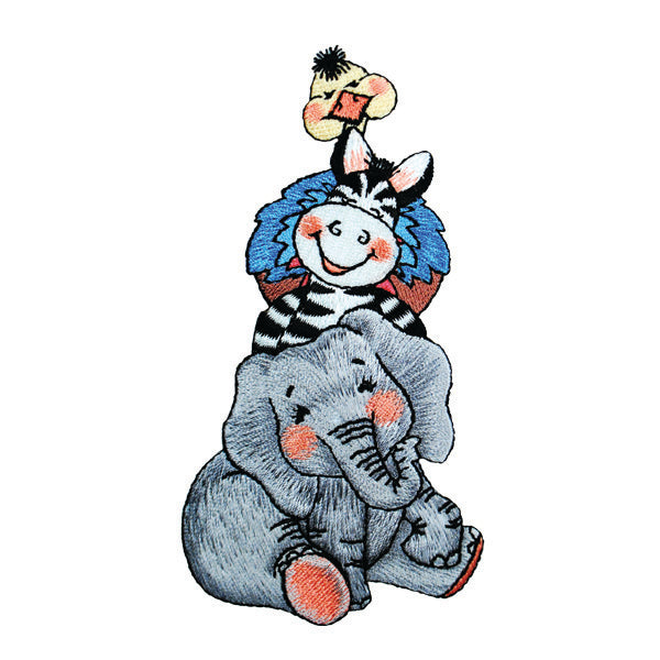 BaZooples Iron-on Patch Applique/Patch Stacked Animals/Elephant - Multi Colors Iron-on Embroidered Appliques