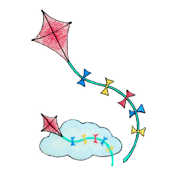 BaZooples Iron-on Patch Applique/Patch Flying Kites Pack of 2 - Multi Colors Iron-on Embroidered Appliques