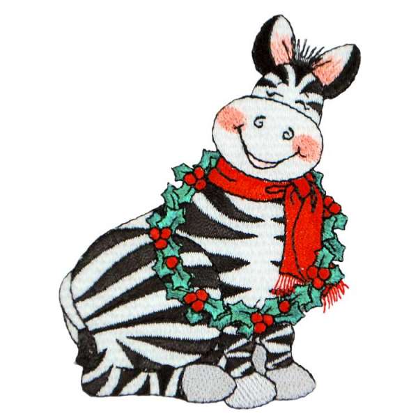 BaZooples Iron-on Patch Applique/Patch Zach Zebra with Scarf - Multi Colors Iron-on Embroidered Appliques