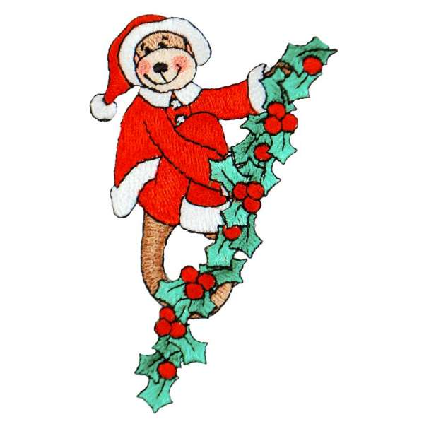BaZooples Iron-on Patch Applique/Patch Max Monkey in Santa Suit - Multi Colors Iron-on Embroidered Appliques