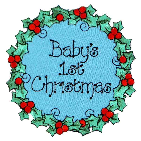 BaZooples Iron-on Patch Applique/Patch Baby's 1st Christmas - Multi Colors Iron-on Embroidered Appliques