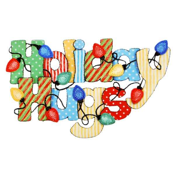 BaZooples Iron-on Patch Applique/Patch Holiday Hugs - Multi Colors Iron-on Embroidered Appliques
