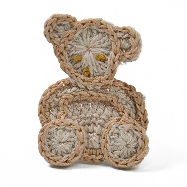 Crochet Baby Bear Applique/Patch - Beige Appliques
