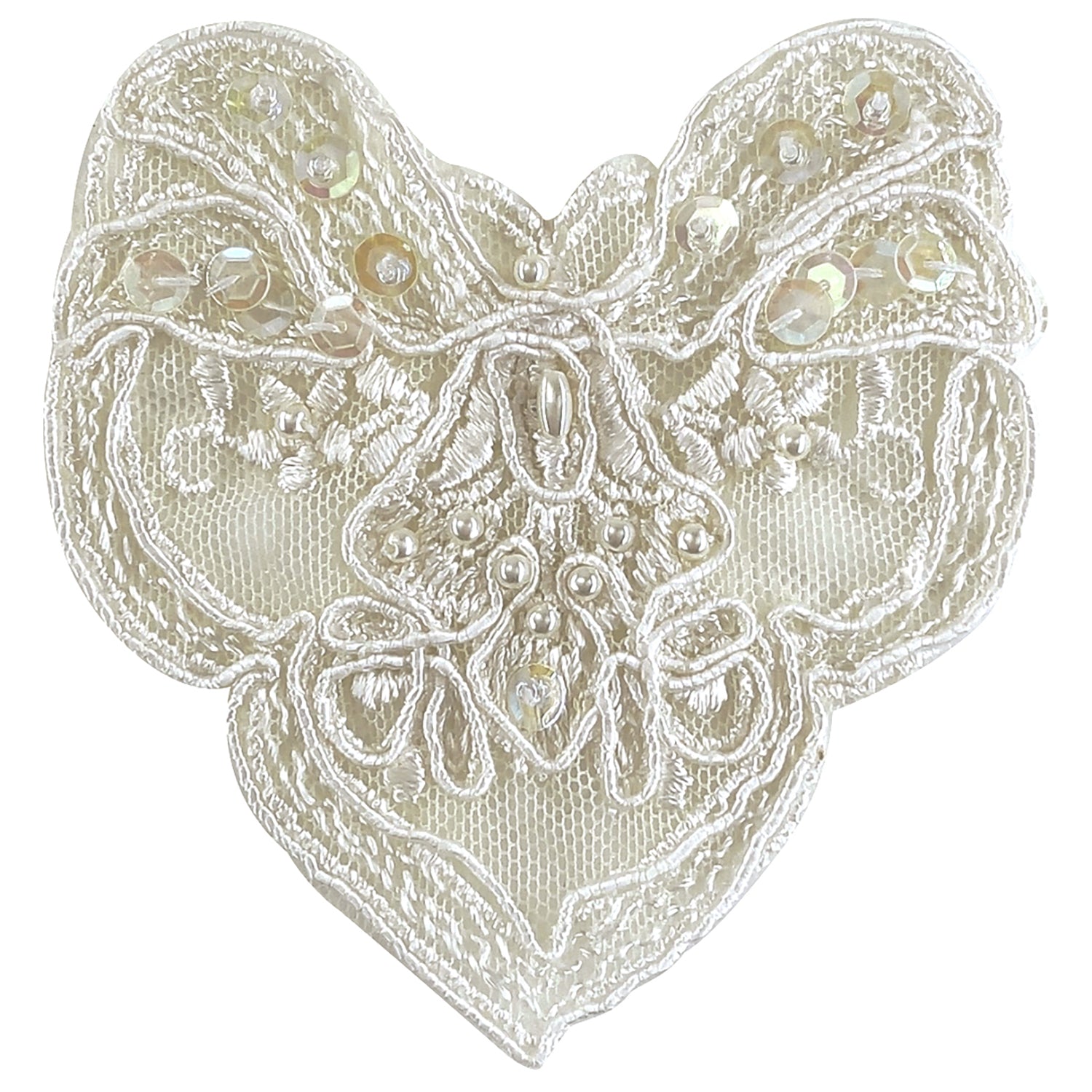 Vintage Corded Pearl and Lace Applique Ivory Bridal