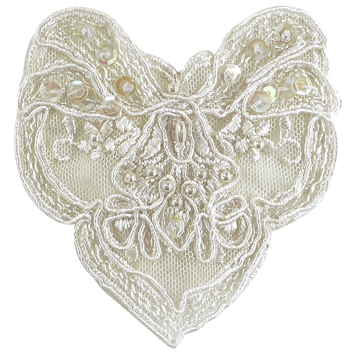 Vintage Corded Pearl and Lace Applique Ivory Bridal