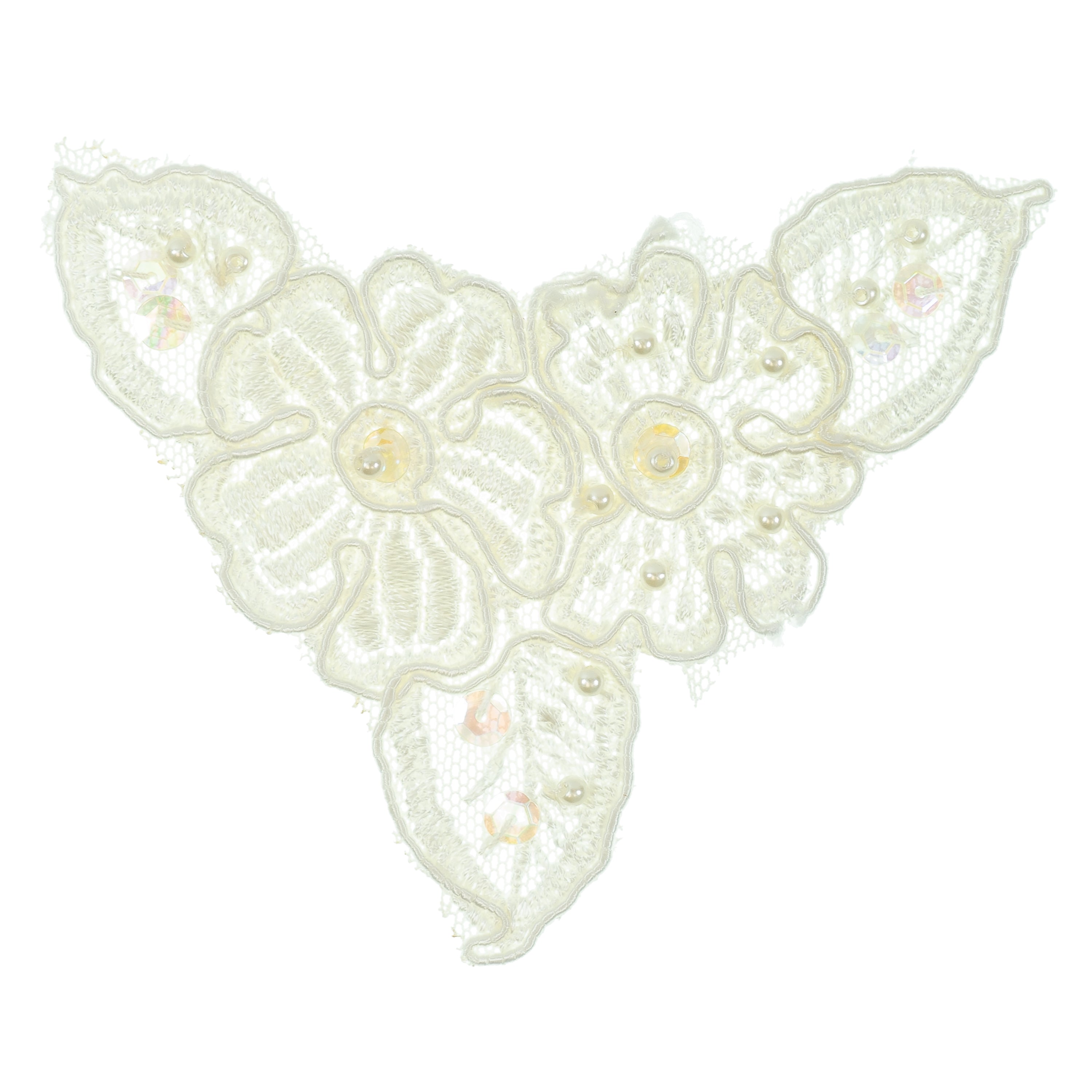 Vintage Corded Bridal Flower Lace Applique - Ivory Bridal