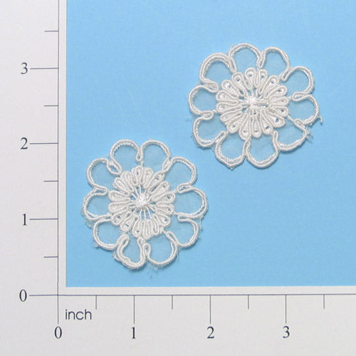 Corded Lace Flower Applique/Patch Pack of 2 - 1 3/4" x 1 1/2" CL3273PIV Ivory Lace, Ribbon & Pearl Appliques