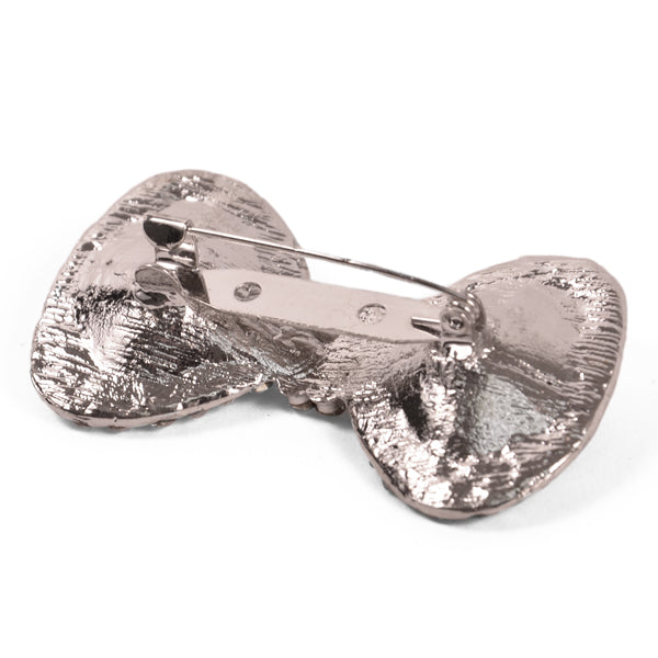 2 1/8" x 1 1/8" Rhinestone Gem Bow Brooch - Smoke Accessories