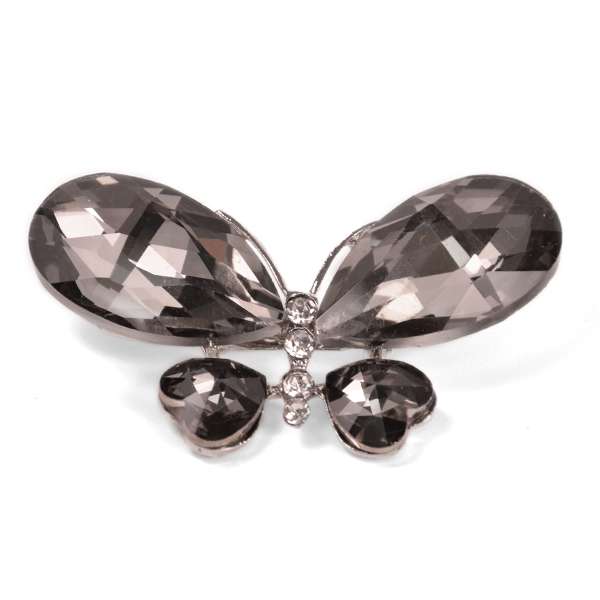 Rhinestone Gem Butterfly Brooch - Smoke Accessories