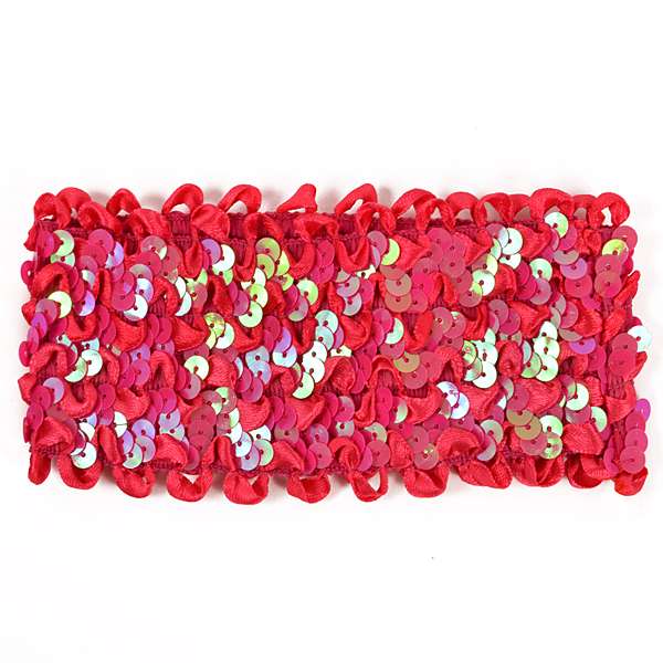 Ruffled Ribbon Stretch Sequin Headband Fuchsia Accessories