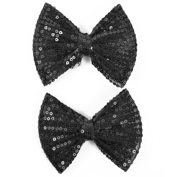 Netted Sequin Bow Hair Clip Accessory Pack of 2 Accessories