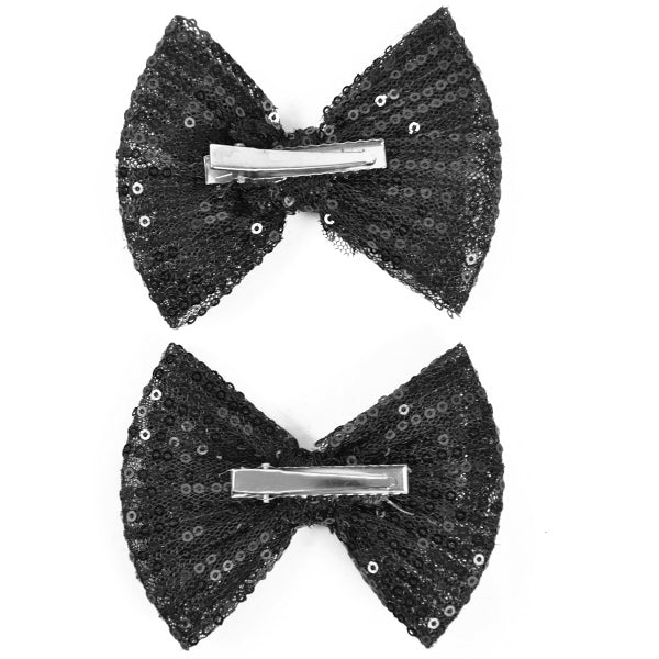 Netted Sequin Bow Hair Clip Accessory Pack of 2 Accessories