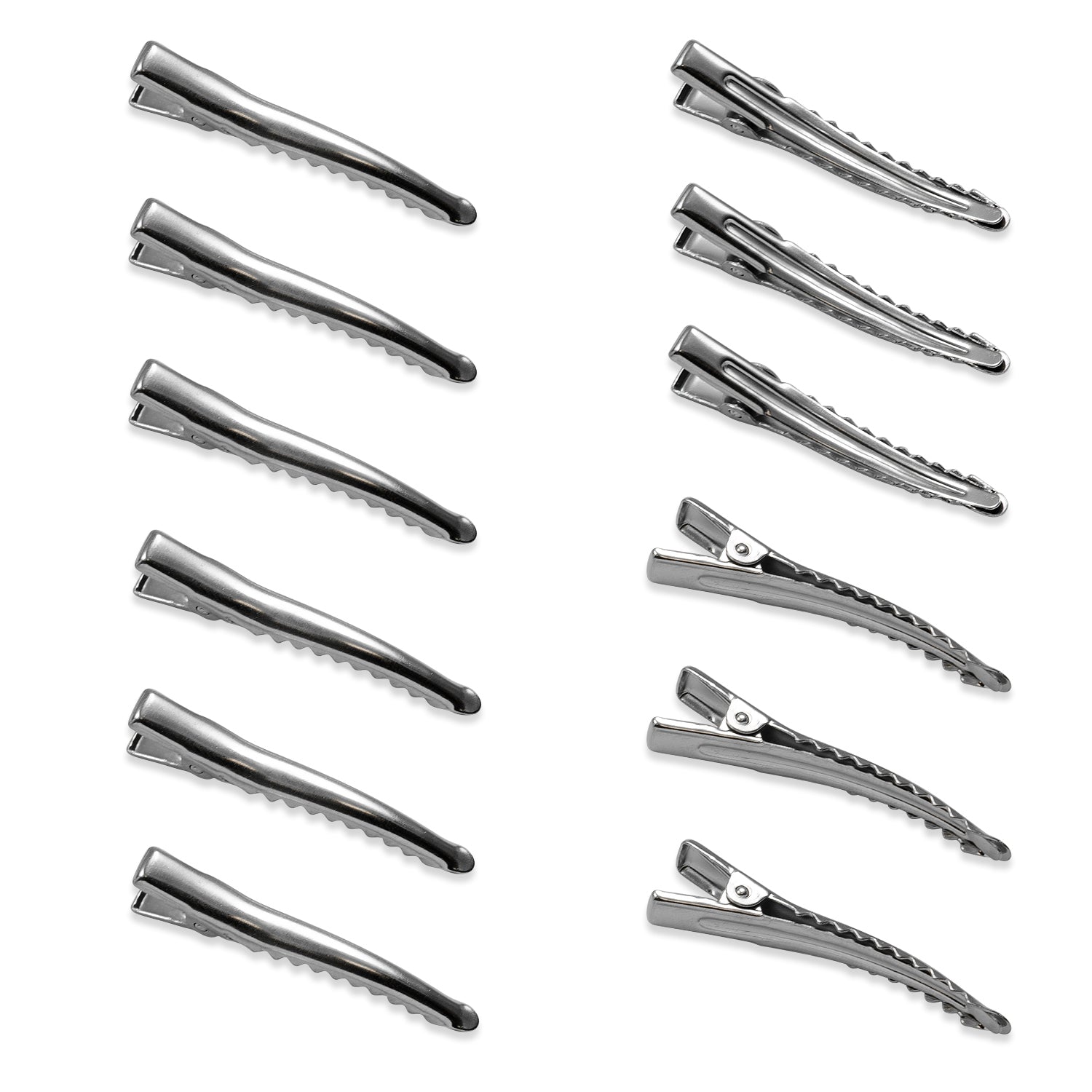 1 3/4" Alligator Hair Clip Single Prong Teeth Pack of 12 - Silver Jewelry Beads