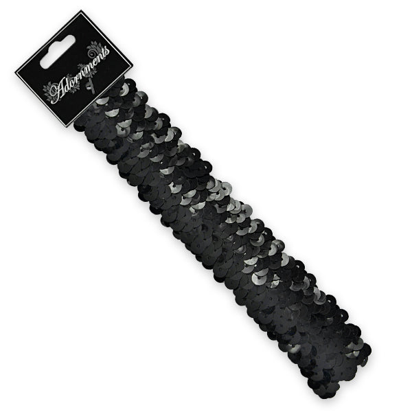 3 Row 1 1/4" Metallic Stretch Sequin Headband Black Bargain Basement