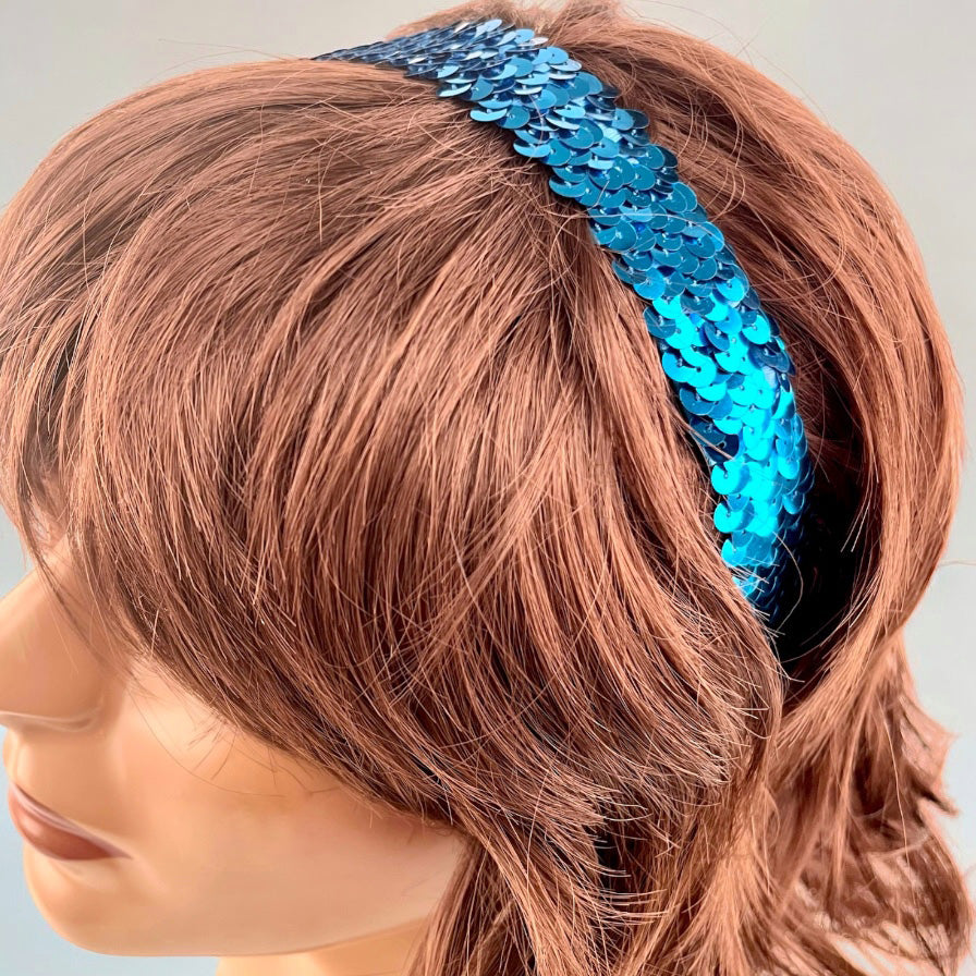 3 Row 1 1/4" Metallic Stretch Sequin Headband Bargain Basement