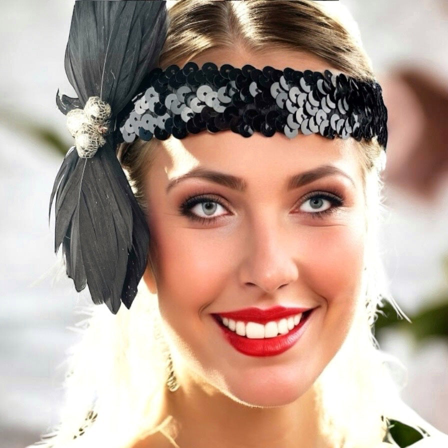 3 Row 1 1/4" Metallic Stretch Sequin Headband Bargain Basement