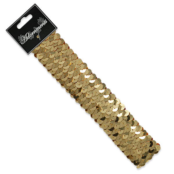 3 Row 1 1/4" Metallic Stretch Sequin Headband Gold Bargain Basement