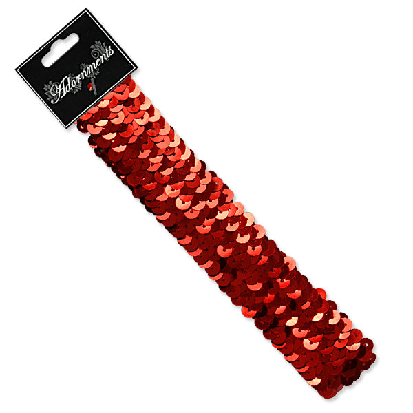 3 Row 1 1/4" Metallic Stretch Sequin Headband Red Bargain Basement