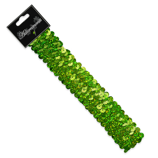 3 Row 1 1/4" Hologram Stretch Sequin Headband Lime Fashion Accessories