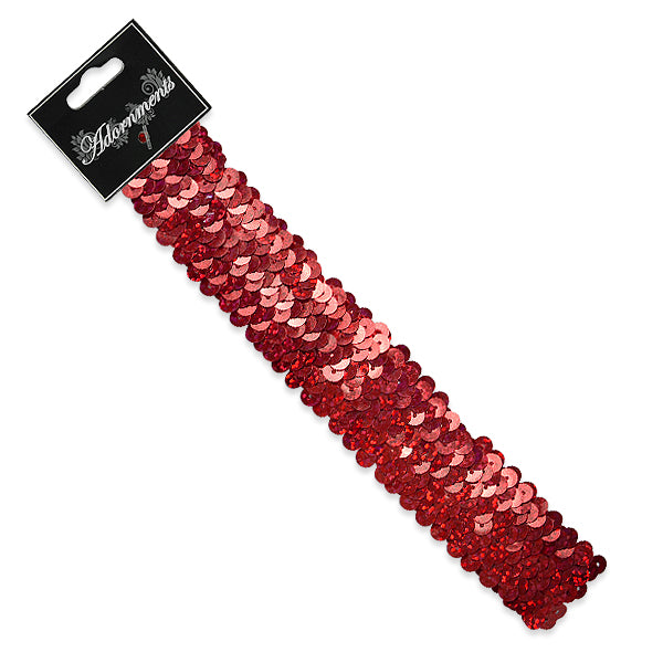 3 Row 1 1/4" Hologram Stretch Sequin Headband Red Fashion Accessories