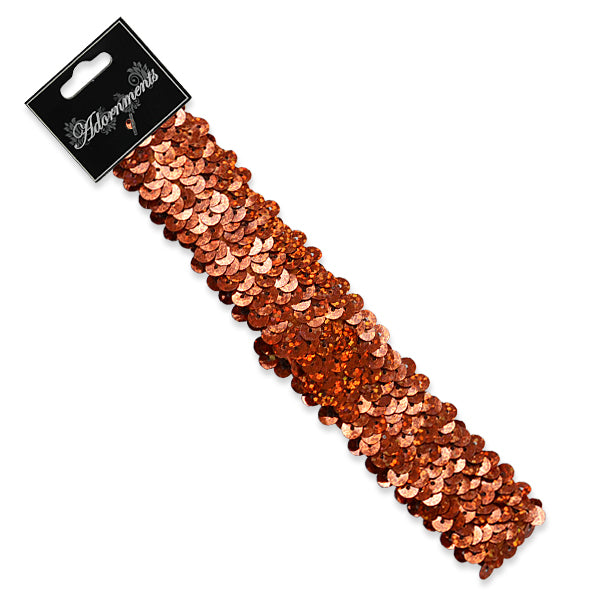 3 Row 1 1/4" Hologram Stretch Sequin Headband Orange Fashion Accessories