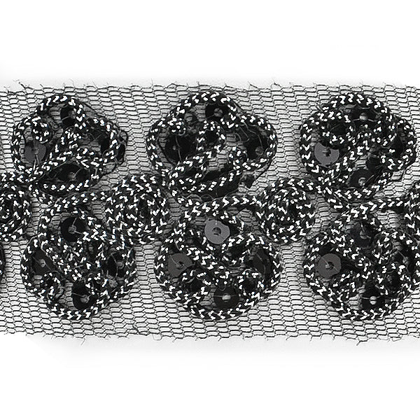 Metallic Cord and Sequin Stretch Headband - Black/Silver Accessories