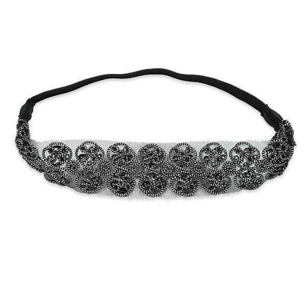 Metallic Cord and Sequin Stretch Headband - Black/Silver Accessories
