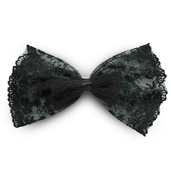 Lace Double Bow Brooch and Hairclip Black Accessories