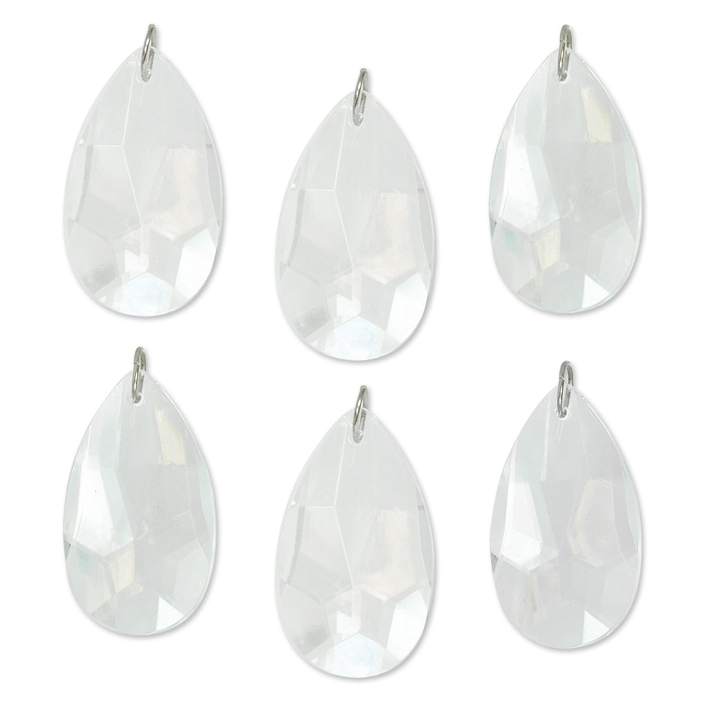 Acrylic Crystal Teardrop Pendant Pack of 6 Jewelry Beads