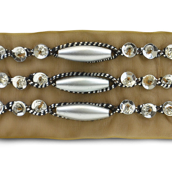 Beaded Organza Stretch Headband - Brown Accessories