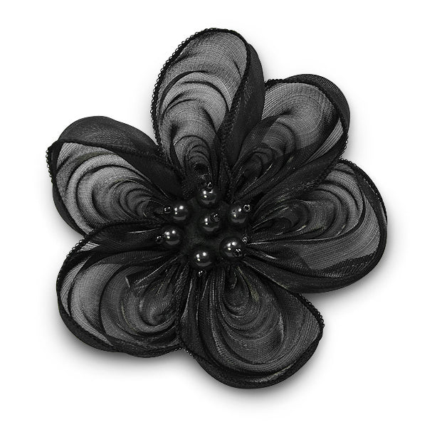 Lala Organza Flower Brooch and Hairclip Black Accessories