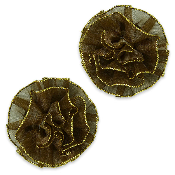 Chloe Ruffled Flower Pk/2 Brown Bargain Basement