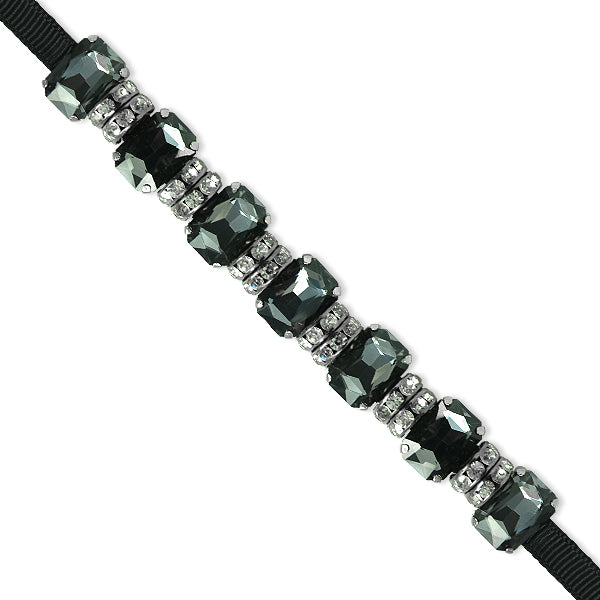 Single Row DetachableCollar Stone With Rondelle Bead. - Smoke Fashion Accessories