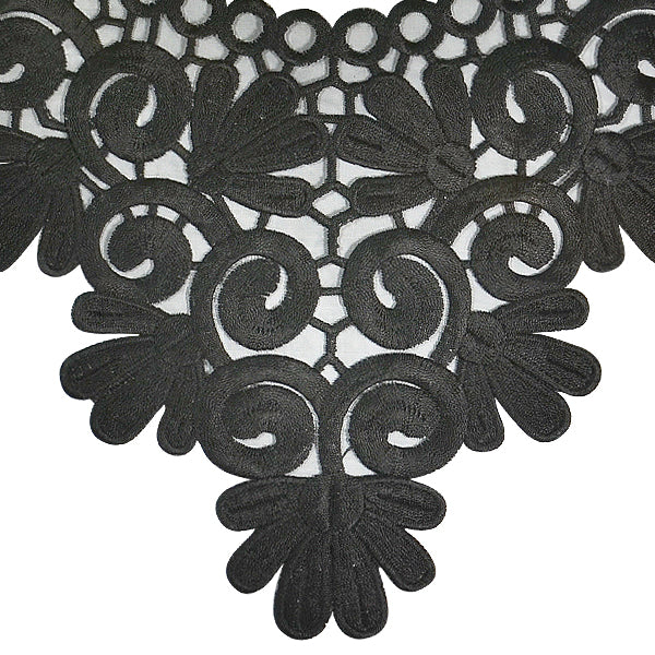 Edna Floral Embroidery Collar 12" X 10" Lace, Ribbon & Pearl Appliques