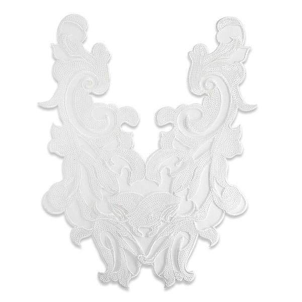 Tulla Swirl Embroidered Collar 13 3/4" x 9" White Bargain Basement
