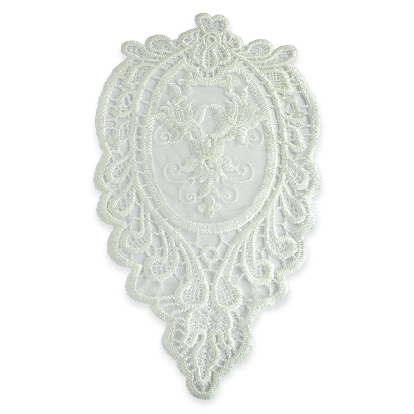Embroidered Patch Lace Applique/Patch 5 1/4" x 10 1/2" - White Bargain Basement