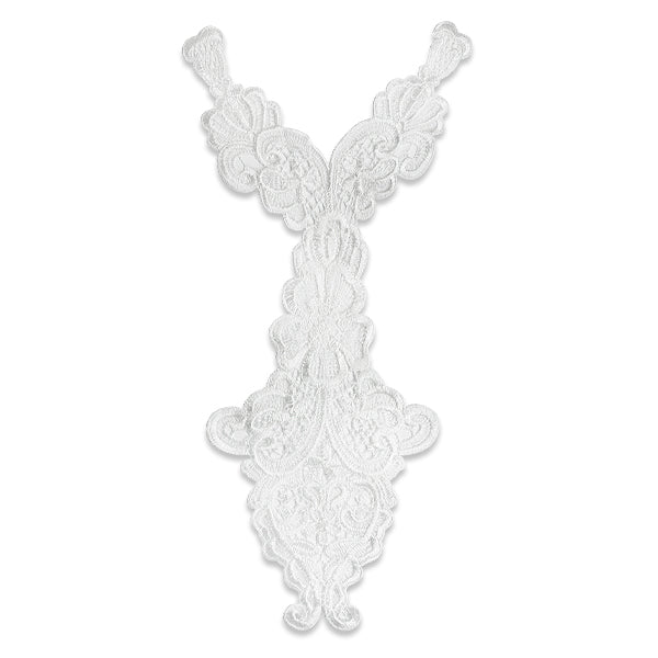 Long Embroidery Lace Collar For Neckline White Bargain Basement